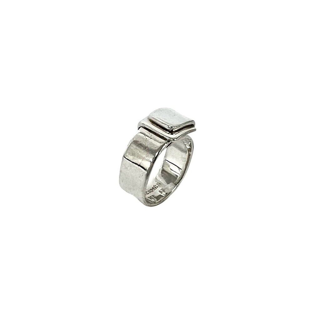 HERMES Vintage Folding Ring, Sterling Silver 925, Size #53, Accessory, Silver...